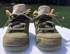Toddler 5C Air Jordan 5 Retro Army Olive/ Solar Orange Shoes