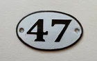 Vintage Enamel Porcelain Locker Number 47 Door Sign