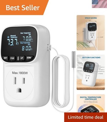 Digital Temperature Controller Thermostat 15A 1800W Greenhouse Incubator Heater