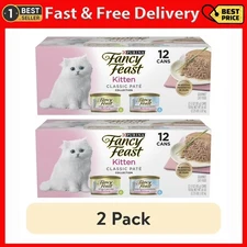 2 pack) Purina Fancy Feast Classic Pate Kitten Wet Cat Food Salmon 3 oz(12 Pack)