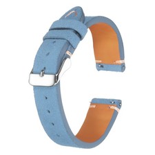 Leather Watch Bands 18mm Quick Release Watch Strap Suede Cowhide Light Blue