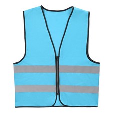 Reflective Safety Vest with Pockets Zipper Front Class 2, Sky Blue