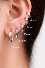 Classic Hoop Earrings 6–14mm | Silver Gold Black | Small Huggie Hoops