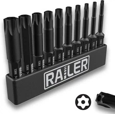 Tamper Proof TORX Bit Set,  10-Piece 6 Point TORX Security Screwdriver Bit Set.