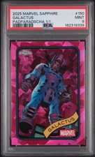 Marketplace image: 2025 Topps Chrome Marvel Sapphire Galactus Padparadscha 1/1 PSA 9 #150 Pink