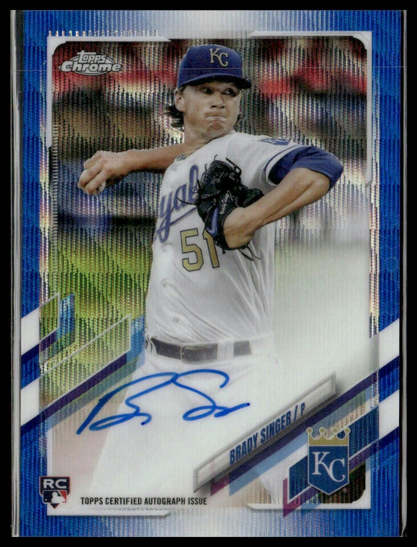 2021 Topps Chrome #RA-BS Brady Singer Rookie Autographs Blue Refractor #/150