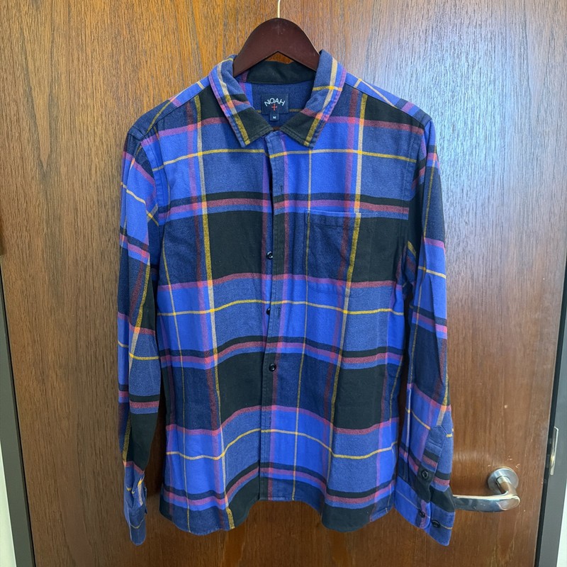 Noah NYC Flannel Button Down Shirt Men's Medium Purple Black Blue NOAH New York