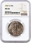 1947 D Walking Liberty Silver Half Dollar NGC MS66 Gem Uncirculated Coin