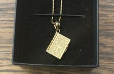 Holy Bible pendant w/pages-w/chain  14K Gold GCJ  ITALY George Carter Jessop 6g