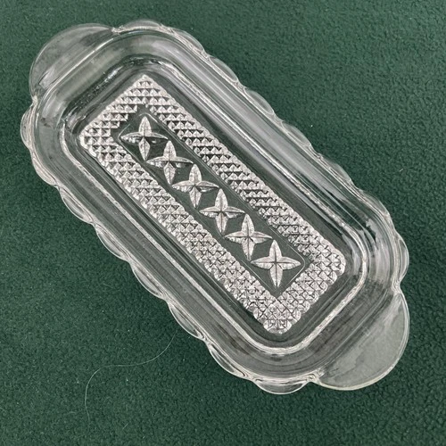 Vintage Anchor Hocking Wexford Rectangular Relish Tray Diamond Pattern Handles