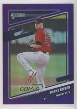 2021 Panini Donruss Variation Holo Purple Shane Bieber (Forest City) #183 1u6