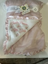 NWT Little Me Blanket White Pink Thanks Heaven for Little Embroidered