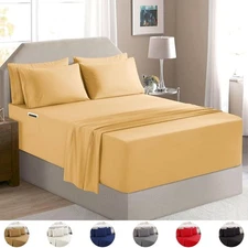 1800 Series 6 Piece Bed Sheet Set Queen King Ultra Soft Microfiber Deep Pocket
