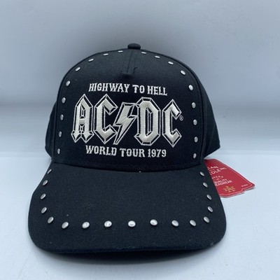 AC/DC Hat Adult Black Studded Snapback Highway To Hell World Tour 1979 OSFA Tag