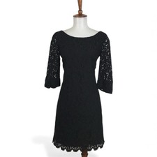 Shoshanna REVOLVE Black Patricia Dress Women's 4 Lace Crew Neck 3/4 Sleeve Mini