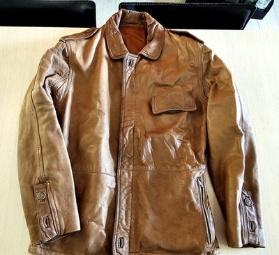 Giorgio Armani 1979, Jacke In Nappa Di Agnello Whisky Vintage Patina Größe M