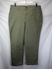NWT Loft Olive Green Cropped Wide Leg Women s Pants Sz 10 Mid Rise Stretch