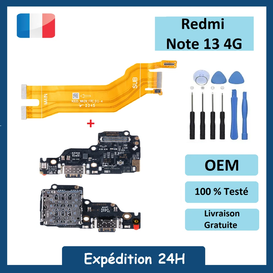 Connecteur de Charge + Nappe Redmi Note 13 4G + Outils - Photo 1/1