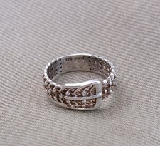 Vintage 925 Silver Belt Buckle Design, NV, Ladies Silver Ring, Size 6