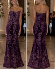 Purple Embroidered Mermaid Gown Formal Prom Dress S 2 4 Whimsigoth Glam Fairy