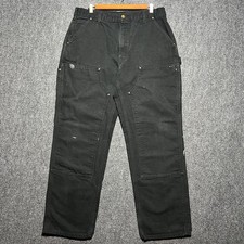 VTG Black Carhartt Double Knee Painter Pants Size 35 x 31 Made In USA
