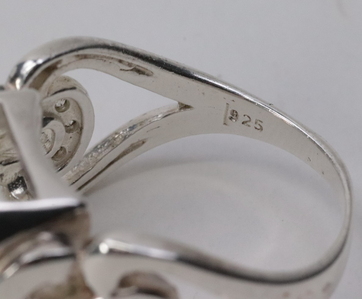 Sterling Silver Large CZ Ring - image 5