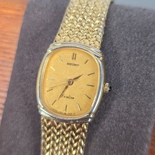 Vintage Gold-Tone Seiko Exceline 1221-5890 Oval Quartz Womens Ladies Dress Watch