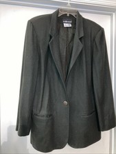 New Sag Harbor 100 Wool Blazer Jacket Dark Green Size 12