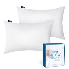 Toddler/Travel Pillow Protector Cover Zippered 2 Pack Toddler, White