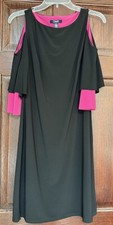 Chaps Women's Cold-Shoulder Black Pink Short Dress Size S Small EUC