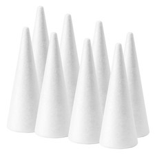 8-Pack 4x9.7 inch White Polystyrene Craft Foam Cones for DIY Projects