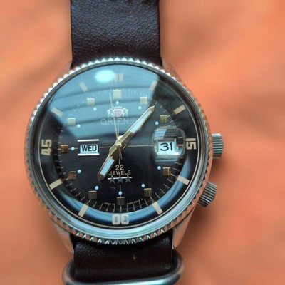 Orient Three Star Automatic Watch Inner Bezel Day Date NATO Strap Included