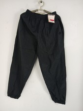 VTG Deadstock Nike Track Pants Boys Sz L Black Nylon Ankle Zip Embroidery New