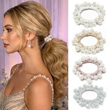 4 PCS Pearl Hair Scrunchies Women Accessories Beaded Ties Elegant Decoration