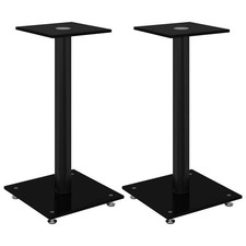 Image of Speaker Stands Floor Stand 2 pcs Black Tempered Glass 1 Pillar Design vidaXL