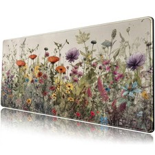 Watercolor Flowers Desk Mat Floral Boho XL Mouse Pad Large Mousepad Extended ...