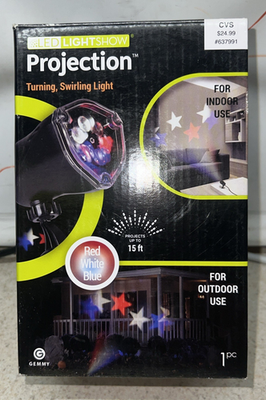 #ad Gemmy Ind Corp; Americana Patriotic Projection Whirl A Motion Stars New in Box $39.95