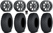 ITP Inertia Bdlk 14"Wheels Black +40mm 28" Coyote Tires Kawasaki Mule Pro FXT