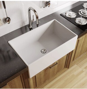 Miseno MNO3319FC Inferno 33" Single Basin Farmhouse Fireclay Kitchen Sink, White