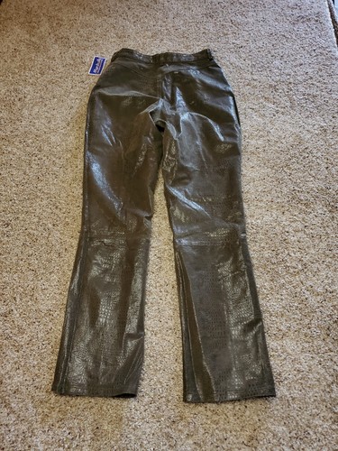Vintage B Lucid Leather Pants 9 Womens Brown Straight Leg High Rise Y2K NWT - Picture 6 of 13