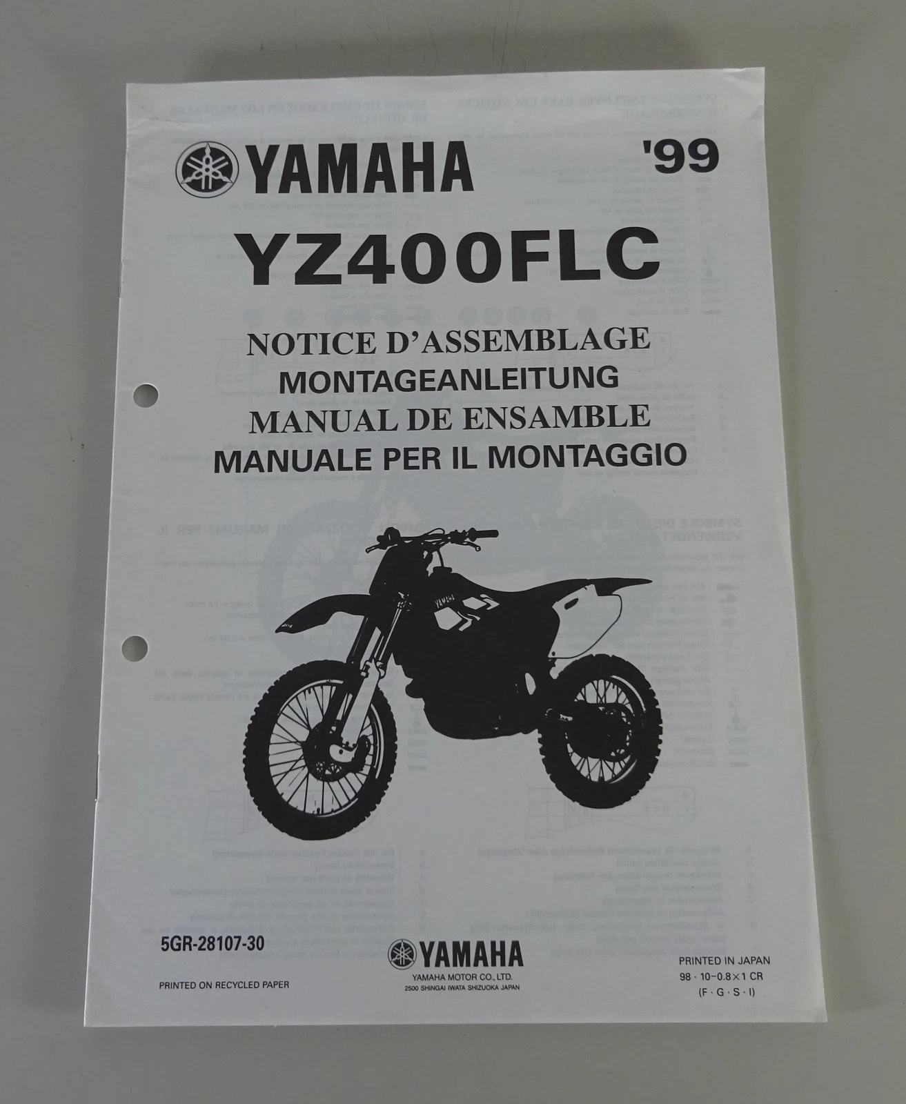 Assembly Instructions / Notice D'Assemblage YZ 400 FLC From 1999