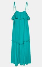 Zara Woman Size S RUFFLED DRESS Maxi TURQUOISE - 0787/024