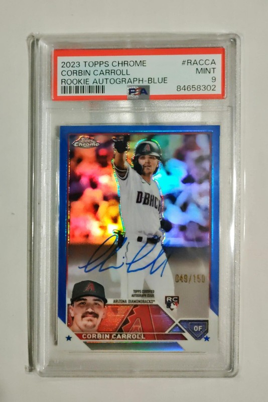 Corbin Carroll PSA 9 2023 Topps Chrome RC AUTO Rookie BLUE REFRACTOR /150 z1
