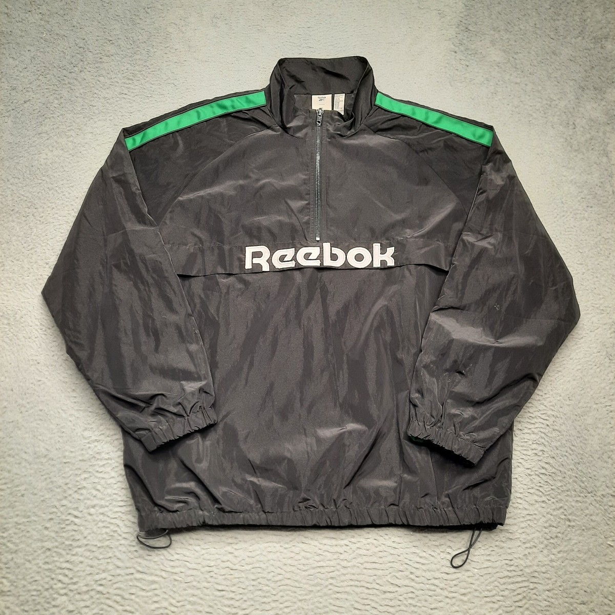 Reebok Forever 21 Anorak Jacket Mens 2XL XXL Black Green Pullover
