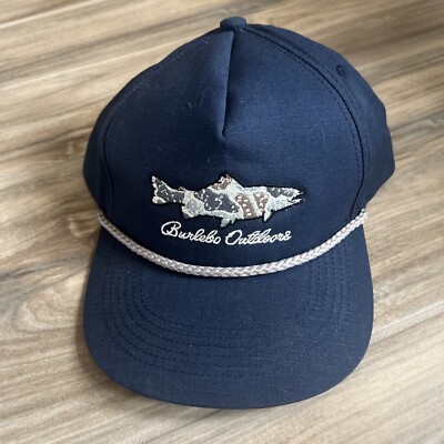 New Burlebo  Trout Low Profile 5-Panel Rope Snapback Navy Hat Cap