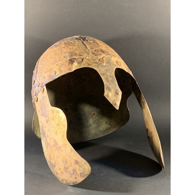 ANCIENT ROMAN IRON MILITARY HELMET COMPLETE W/ INTACT CHEEK PLATES CA 100-400 AD
