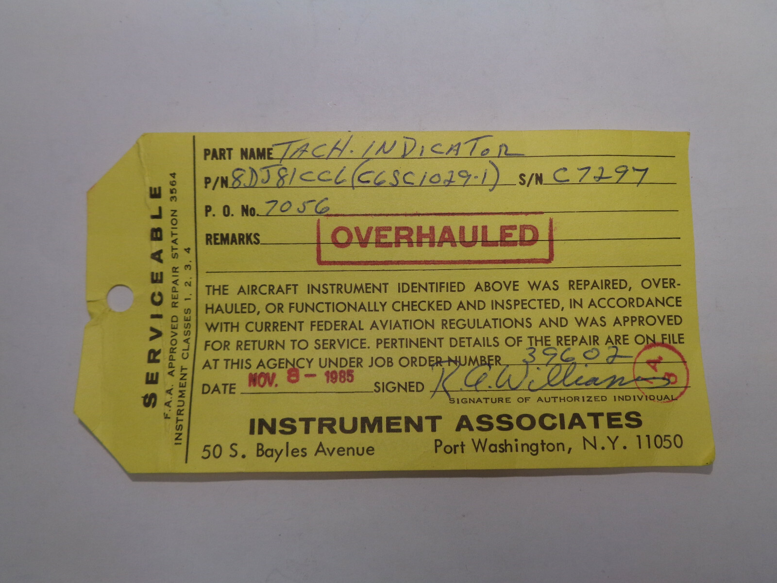 AIRCRAFT TACHOMETER INDICATOR 8DJ81CCL BY GENERAL ELECTRIC DHC