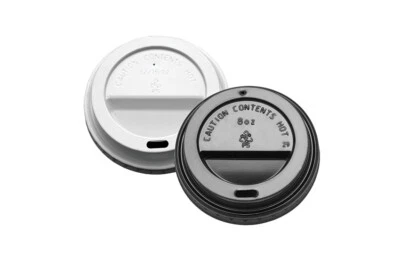 WE CAN SOURCE IT LTD Plastic Coffee Cup Sip Through Lids To Fit Paper Cups | 8 / 12oz | White / Black