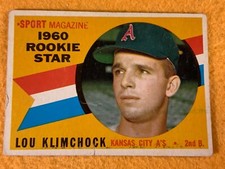D8-85 BASEBALL CARD - LOU KLIMCHOCK KANSAS CITY A’s ROOKIE -1960 TOPPS - #137