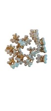 Small mini gold flower metal hair claw clip with faux pearls Lot 15 New Wedding